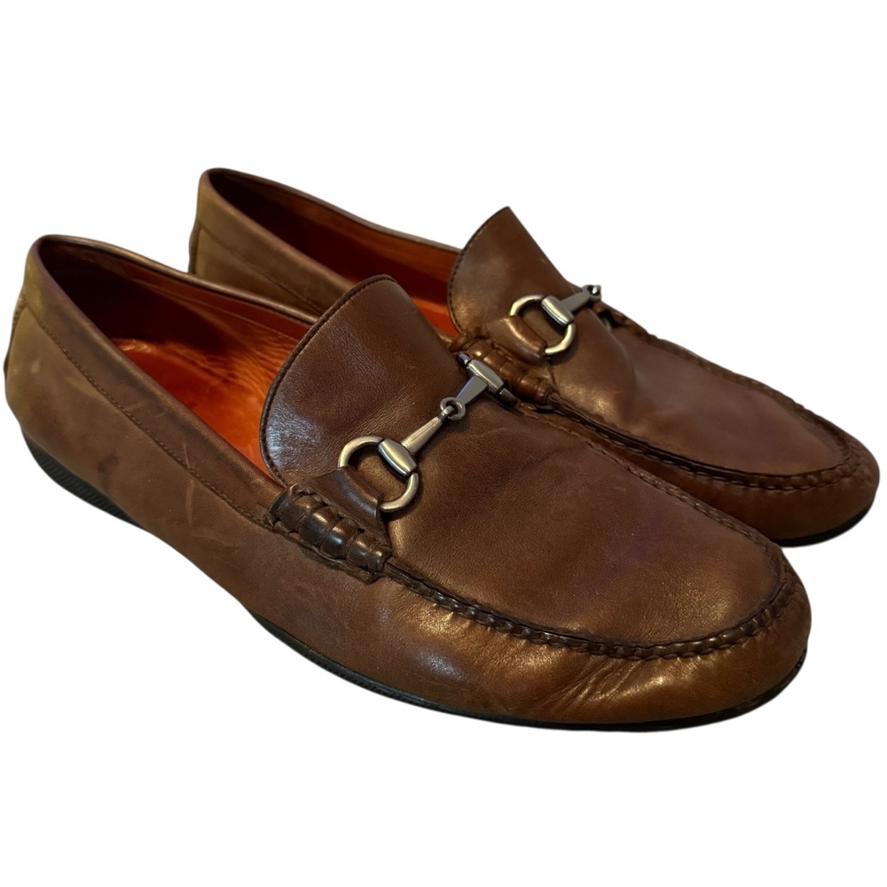 Peter Millar Brown Leather Horsebit Loafers size 9.5